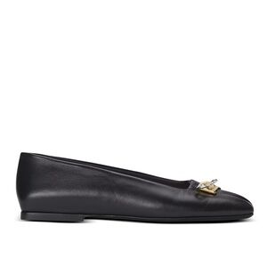 NIB Balmain Safety Pin Ballet Flats in Gathered Lambskin Black 37